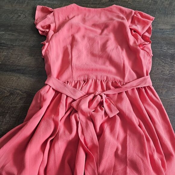Girl Meets Glam pink dress 12 casual comfy button empire waist tie back - Picture 7 of 8
